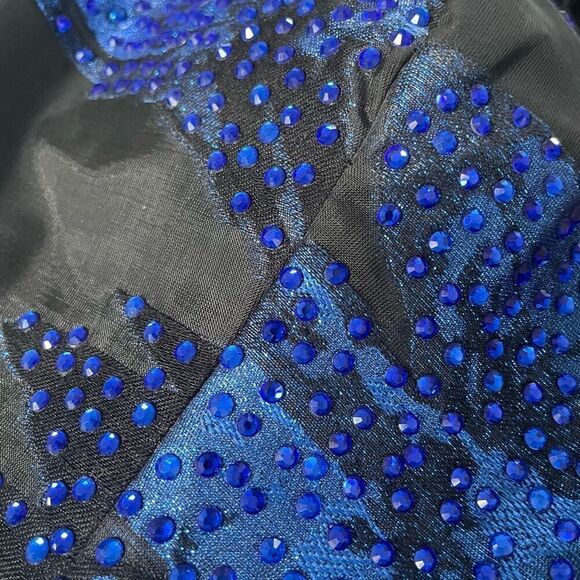 Ellie Wilde Formal Bandeau Crop Top Bustier Cobalt Blue Black 4 - Picture 7 of 9